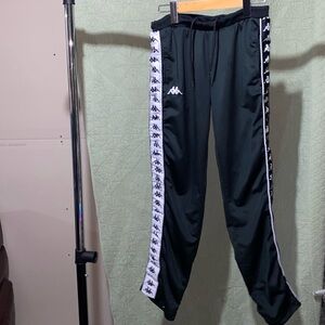 KAPPA Black Sweat Pants With KAPPA Logo Down Legs (Reads Size L Looks Like M)